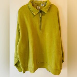 Vintage GAP XXL Chartreuse Green Fleece Half Zip Sweatshirt Pullover Retro 90s